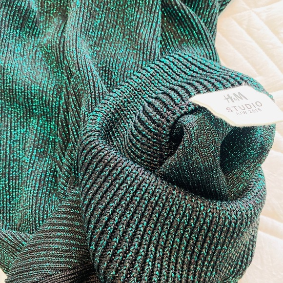 H&M Studio A/W 2015 Exclusive Collection Green Metallic Ribbed Sweater Size - Picture 13 of 14